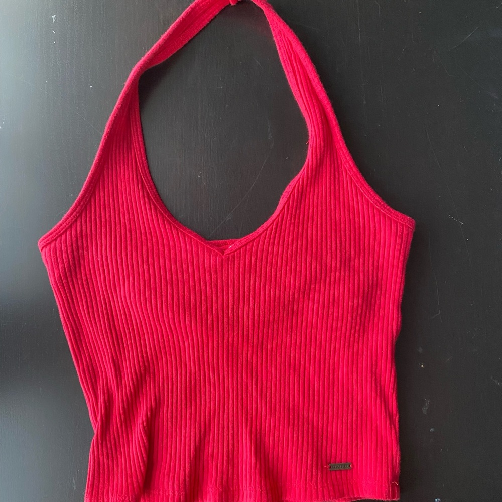 Hollister red halter crop top